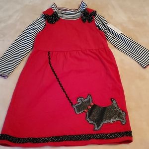 Girls 2 piece red Scotty dog lotty dog cordoroy dr